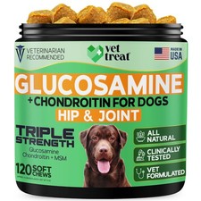 Glucosamine for Dogs Dog Joint Supplement with Chondroitin, 120 Soft Chews
