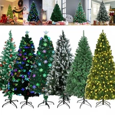 4/5/6/7FT Artificial Christmas Tree with LED Lights Stand Xmas Holiday Decor US