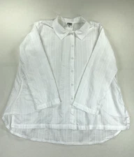 CTC Carol Turner Collection Women's White Button-up Pocket Blouse X-large