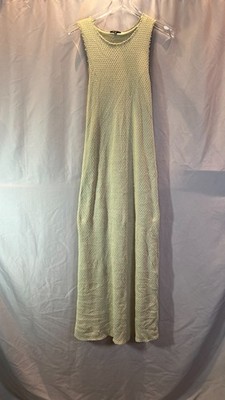 Rag & Bone Carine Crochet Tank Maxi Dress Women L Moss Green Raw Edge Sleeveless