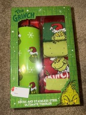 Socks and Stainless Steel Tumbler Christmas GRINCH