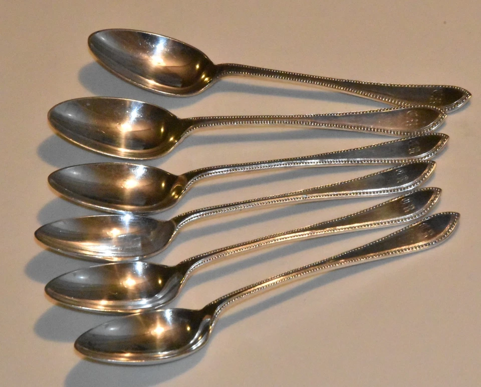 Seis cucharas antiguas de plata esterlina Queen Victoria Sheffield 1884 Foto 3 de 4