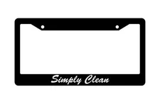 Black License Plate Frame SIMPLY CLEAN (CURSIVE) Auto Accessory