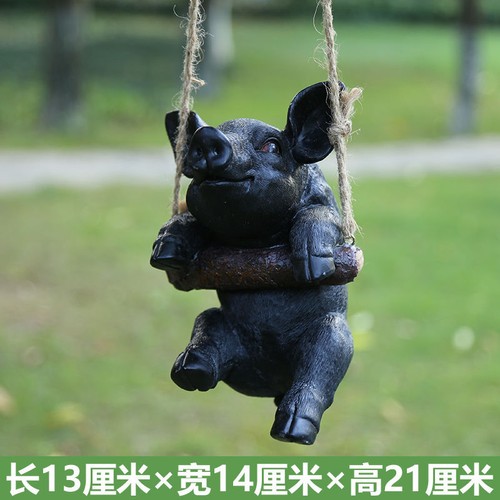Amusing Pig Swinging Statue Figurine Indoor Outdoor Ornament Home Garden Decor - Afbeelding 2 van 13