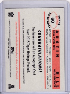 2015 Topps Heritage Autograph #60 Austin Hill RC | eBay