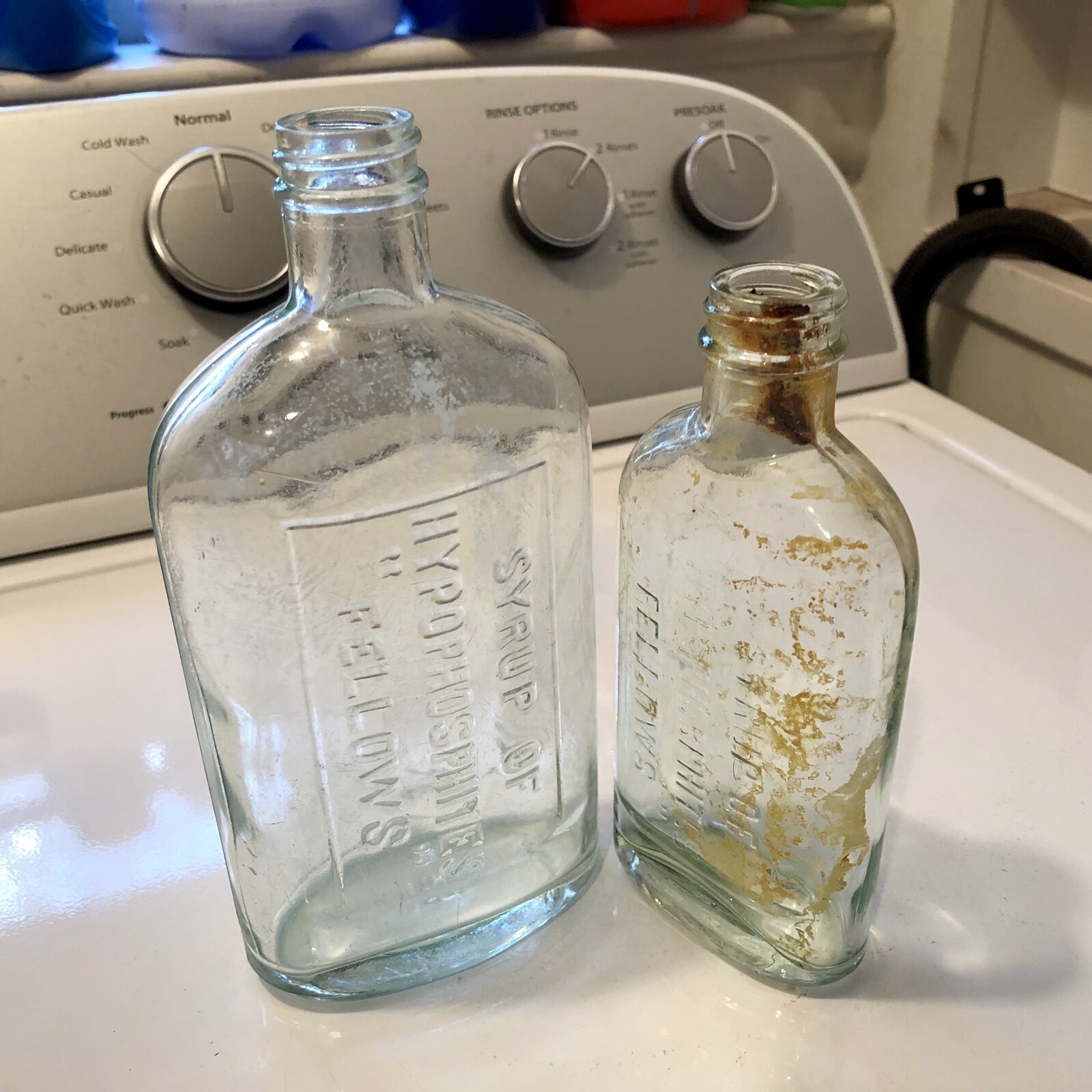 Pair Diff Size Medicine Bottles Fellows Syrup Of Hypophosphites St John