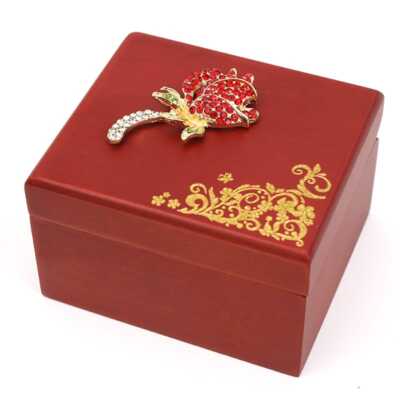 RED ROSE  WOOD WIND UP  MUSIC  MUSIC BOX   ( 100 SONGS AVAILABLE )