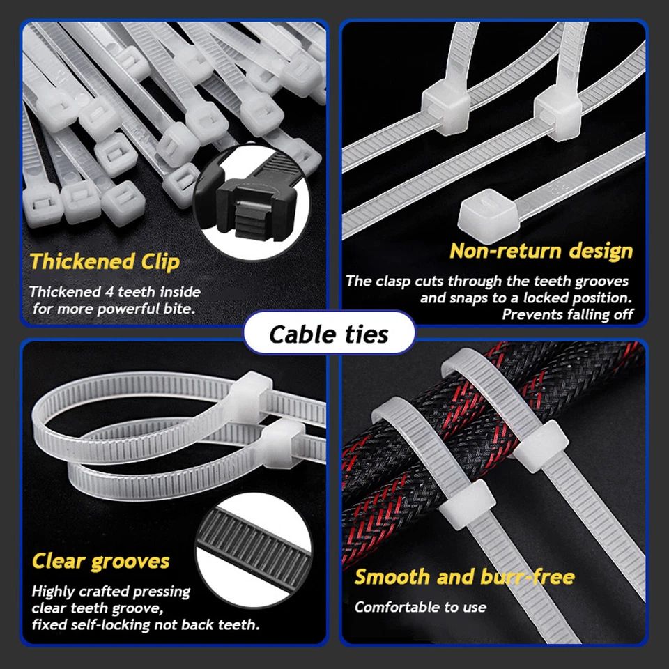 15mm Extra Large Zip Ties Heavy Duty Cable Outdoor Cable Ties White & Black - Image 3 of 4