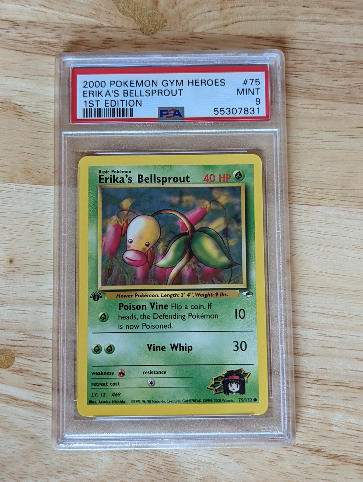2000 Pokemon Gym Heroes 1st Edition Erika's Bellsprout #75 PSA 9