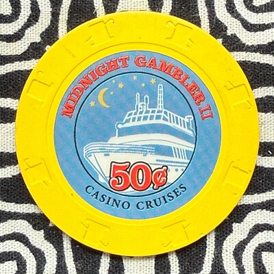 Midnight Gambler II 50c $0.50 Wet Cruises Freeport, New York Casino Chip V222