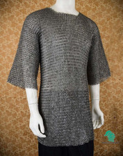 Chainmail Shirt   9 mm Flat Riveted with Flat Washer, Half Sleeve Haubergeon,