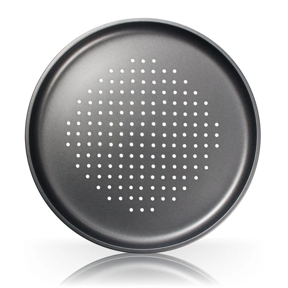 4x Pizzablech 32cm Flammkuchen Pizza Ofen Back Blech rund gelocht Pizzaform - Bild 2 von 4