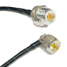 RFC195 Silver N FEMALE BULKHEAD to UHF Male Angle Coax RF Cable USA Lot