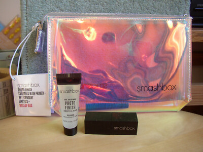 Neu Smashbox Kosmetiktasche Geschenk Foto Smooth Primer Be legendär Lippenstift Make-up