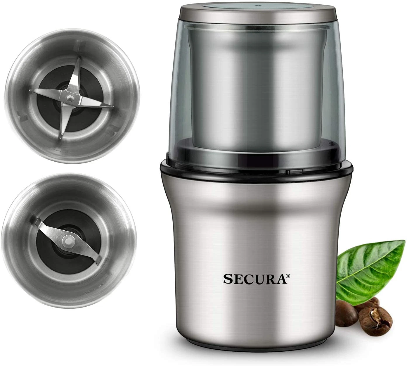 Secura Electric Coffee Grinder and Spice Grinder with 2 Stainless Steel Blades R
Opens in a new wind