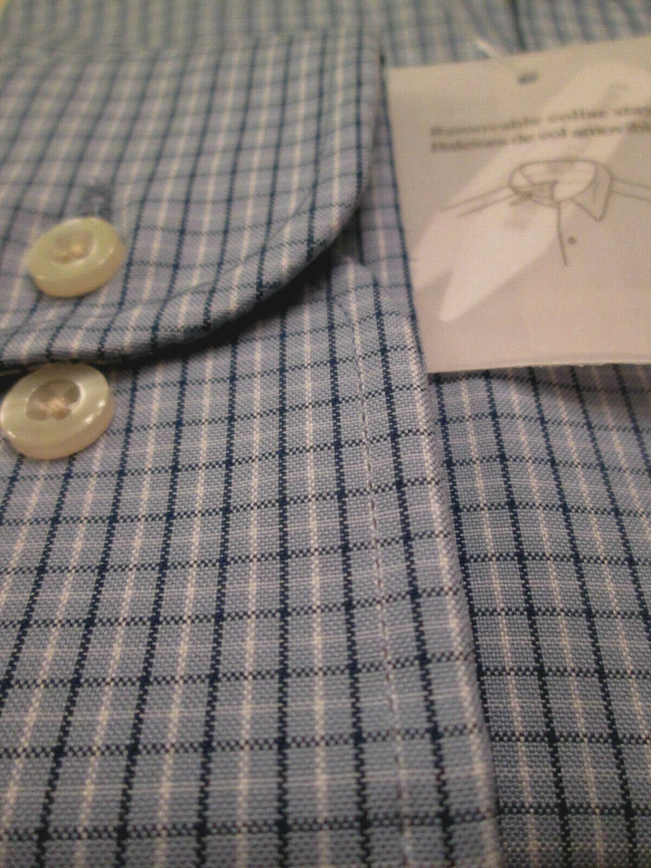 CAMISA DE VESTIR BLACK LABEL SAKS 5TH AVE - CORTE AJUSTADO AZUL A CUADROS - $145-16,5 Foto 3 de 4