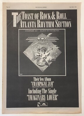 ATLANTA RHYTHM SECTION+CHAMPAGNE JAM+1978+FULL PAGE MUSIC ADVERT