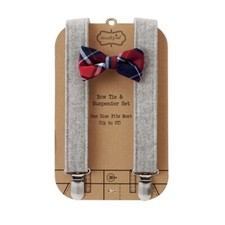 Mud Pie H7 Baby Boy up to 5T Adjustable Bow Tie  Tweed Suspender Set 1582151