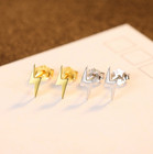 Solid 925 Sterling Silver Tiny Lightning Bolt Stud Earrings Gift PE55