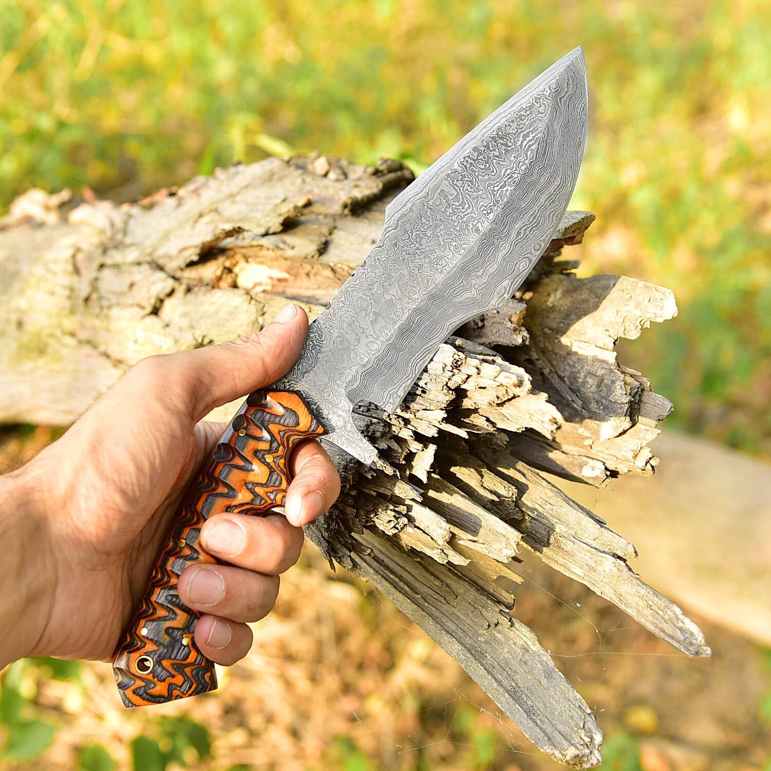 HANDMADE DAMASCUS HUNTING TRACKER BOWIE SURVIVAL BUSHCRAFT KUKRI KNIFE