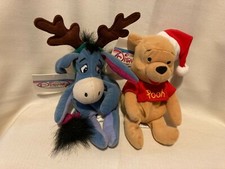 Disney Winnie the Pooh Eeyore Plush as Christmas Santa Reindeer lot of 2 New