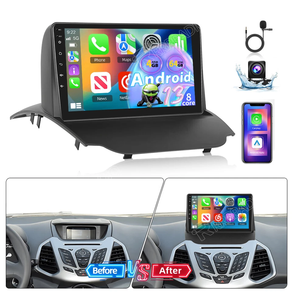 RRRRADIO Autoradio GPS 4+64 GB 8 core Android 13 Carplay per Ford EcoSport anno 2012-2017