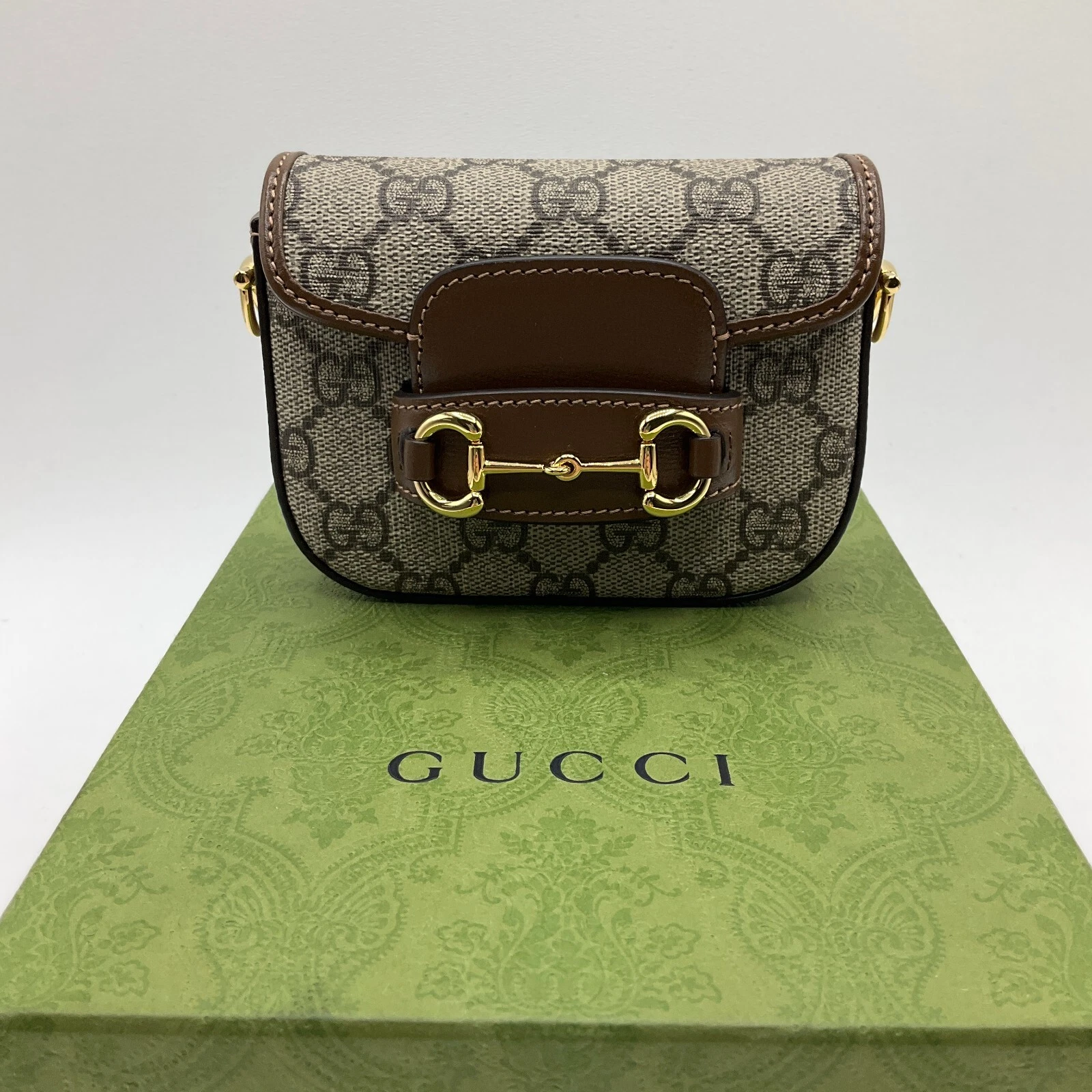 Portefeuille Gucci GG Supreme Horsebit 1955 sangle Web NEUF