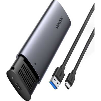 SSD-Gehäuse mit USB-C-Kabel 0,5 m M.2 B-Key SATA 3.0 5Gbps Ugreen Gehäuse Grau