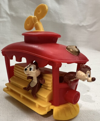 Vintage 1993 Chip & Dale Chipmunks Wind Up Trolley Car Burger King Toy Works
