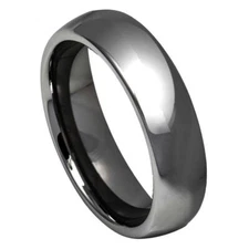 Tungsten Ring Band High Polished Shiny Dark Gray For Men & Women