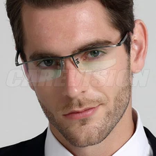 Men's Half Rimless Titanium Alloy Reading Glasses UV400 AR Reader +0.00 ~+5.00