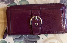 COACH Soho Patent Buckle Slim Envelope Burgundy Plum