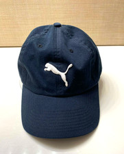 PUMA Adjustable Strapback Hat Black with White Embroidered Leaping Puma Logo