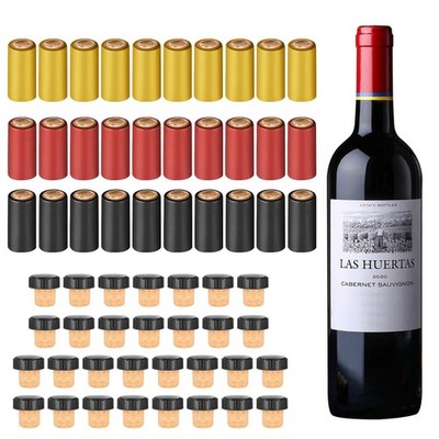 60pcs Wine Sealer for Bottles, Includes 30pcs Cork Stoppers and 30pcs PVC Hea...