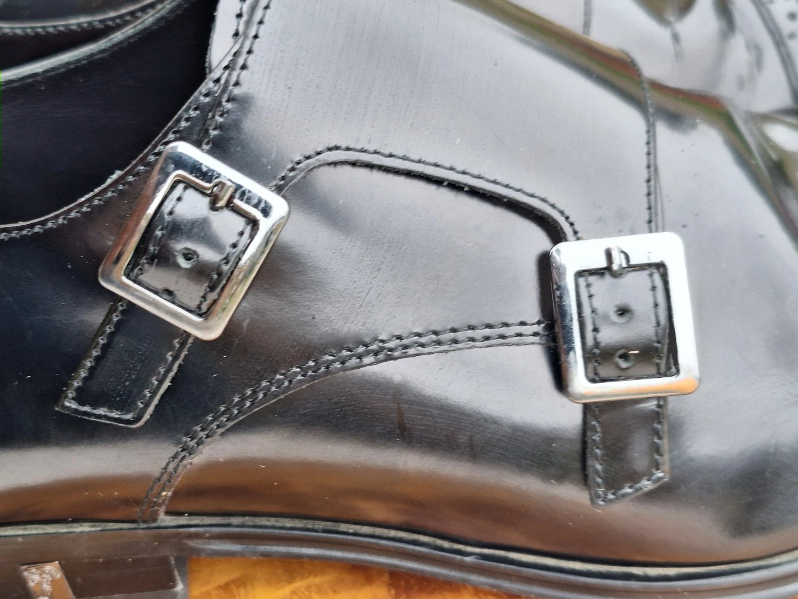 Scarpe eleganti Versace Collection doppio cinturino monkstrap punta cappuccio pelle nera tg 43 10