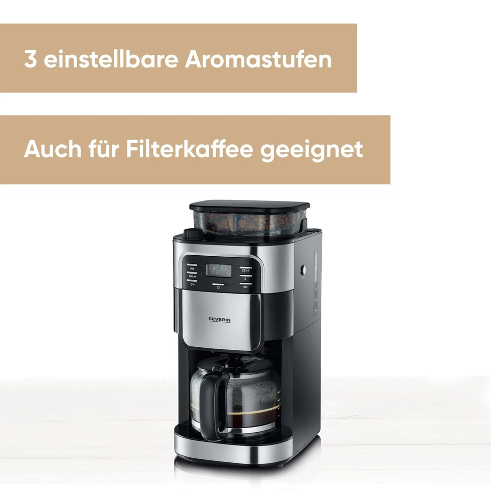 SEVERIN Kaffeemaschine mit Mahlwerk und Timer – Perfekter Kaffeegenuss - Bild 2 von 4