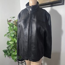 Black Genuine Leather Zip-Front Jacket