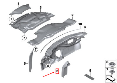 Mini Cooper R56 Seitenwand hinten rechts Schalldämmung 51482754860 NEU ORIGINAL
