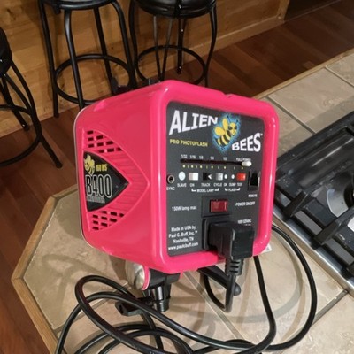AlienBees B400 Studio Monolight Flash 160 WS Pink Fan Cooled Sync Cable