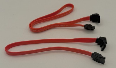 Serial ATA SATA Data Cable 2-Pack Right Angle to Straight 7Pin 26AWG Red 12in