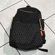 Fisher-Price Black White Geometric Backpack Diaper Bag with Numerous Sections