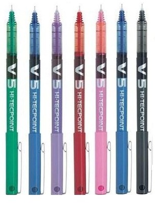 Pilot V5 Hi Tecpoint Assorted Color Rollerball Pens 0.5mm Pack of 7