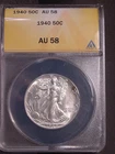 1940 WALKING LIBERTY HALF ANACS AU 58 NICE BU LOOK PQ BETTTER DATE