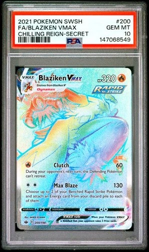 PSA 10 GEM MINT Blaziken VMAX Chilling Reign Secret Rare 2021 Pokemon 200/198