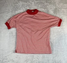 VTG Gino Paoli Italian Knit Shirt Mens Medium Red Striped 1960’s Mod Groovy Hip