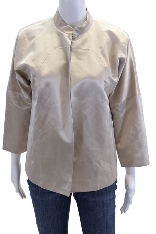 DKNY Women's Long Sleeves Open Front Basic Jacket Beige Size 8