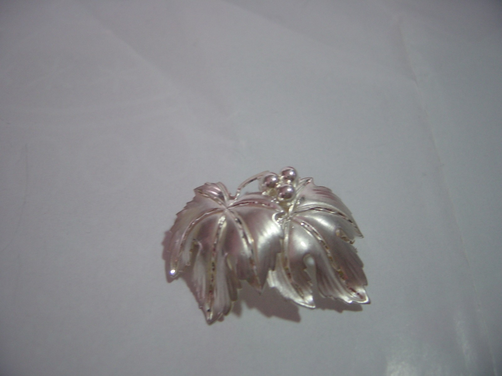 vintage solid silver hand made unusual LEAVES bro… - image 3