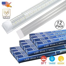 12 Pack 8 FT Led Shop Lights Fixture 144W, T8 6500K Led Tube Garage Light No RF