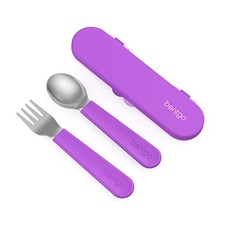 Bentgo Kids Stainless Steel Utensil Set - Reusable Fork, Spoon  Storage Purple