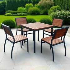Brackenstyle Dorset 4 Seater Patio Set 75cm Hardwood Table & Commercial Chairs